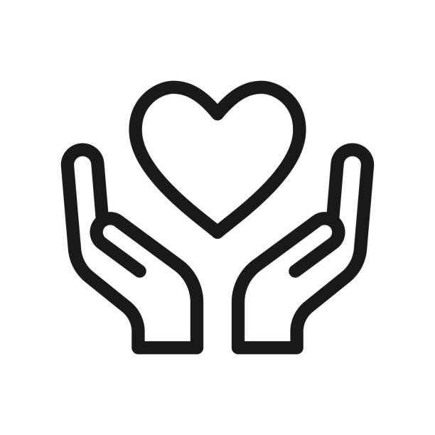 Love hand saving heart charity icon symbol. Vector graphic design.